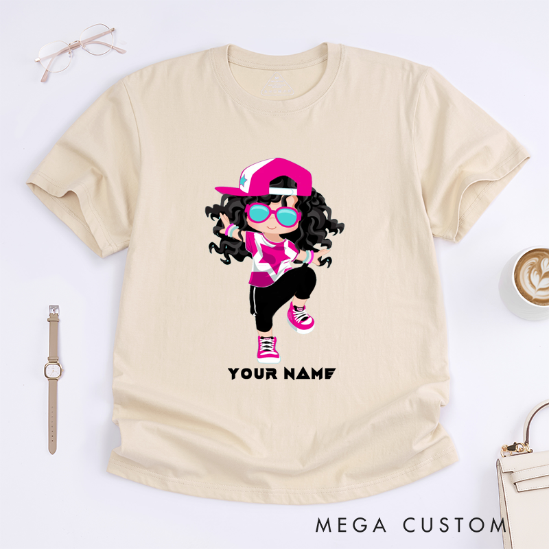 Personalized Dance Girl T-Shirt Custom Name Hip Hop Dancer Tee Unique Birthday Gift for Girls Dance Lover Daughter Kids Women