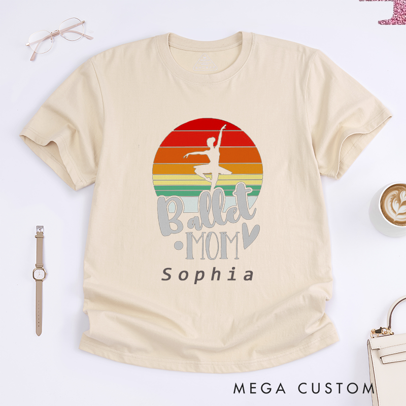 Personalized Ballerina T-Shirt Custom Name Gift for Women Unique Ballet Dancer Costume Birthday Present for Daughter Teen Girl Dance Lover