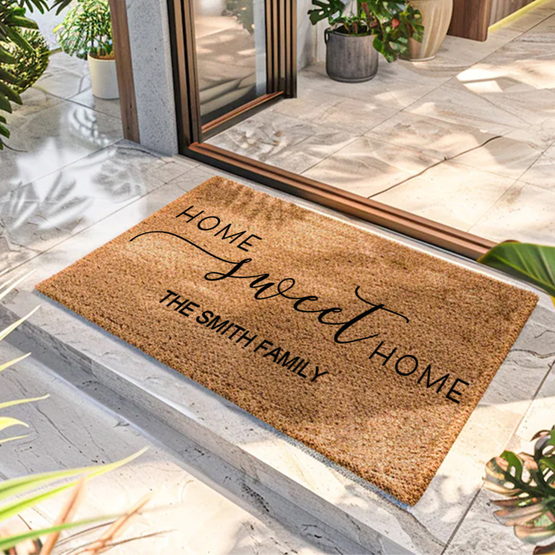 Personalized Doormat Custom Home Sweet Home Doormat Christmas Gift for Women New Home Gift Housewarming Wedding Gift for Couples
