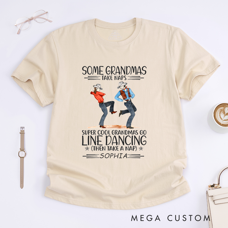 Personalized Dancing Grandma T-Shirt Custom Name Cool Grandma Gift for Women Fun Country Napping Grandmother Tee Unique Dance Present for Her