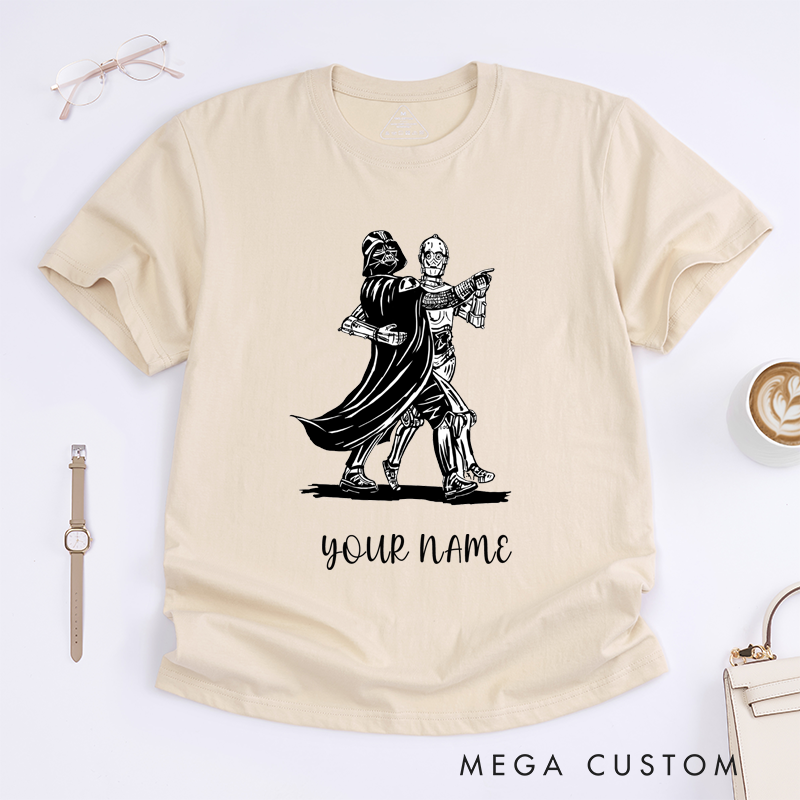 Personalized Robot Dance Partners T-Shirt Custom Name Unique Retro Art Tee for Men and Women Perfect Birthday Present