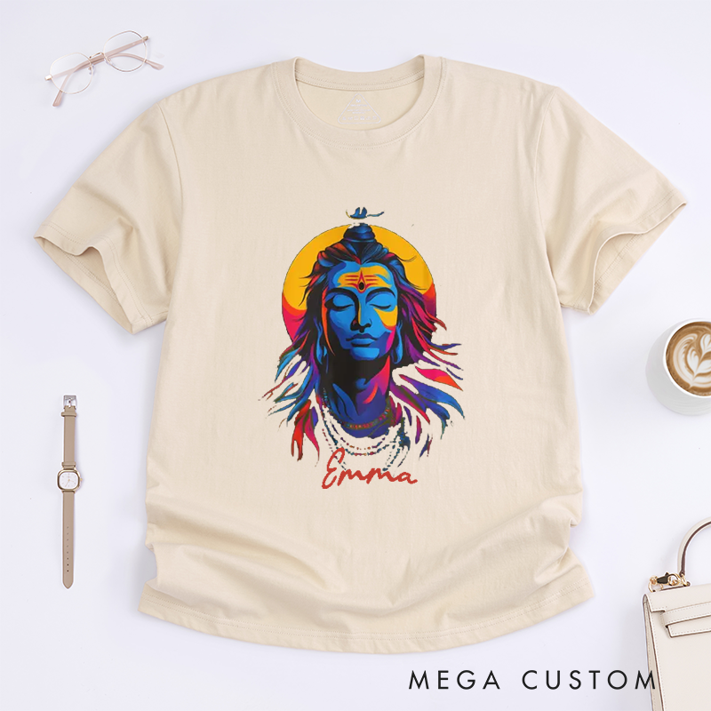 Personalized Shiva Meditation T-Shirt Lord Shiva Yoga T-Shirt Mahadev Graphic Tee Om Namah Shivaya Tee Yoga Lover