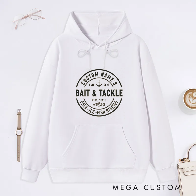 Personalized Classic Bait and Tackle Fishing Classic Hoodie Custom Fishing Gift for Anglers