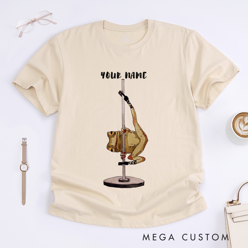 Personalized Frog Pole Dancing T-Shirt Funny Custom Name Unisex Gift Cute Animal Dance Lover Unique Customizable Present for Friends Family