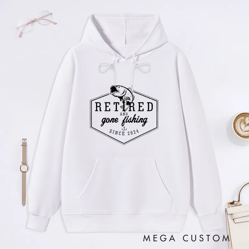 Personalized Retired and Gone Fishing Classic Hoodie Retirement Gift for Fishing Lover