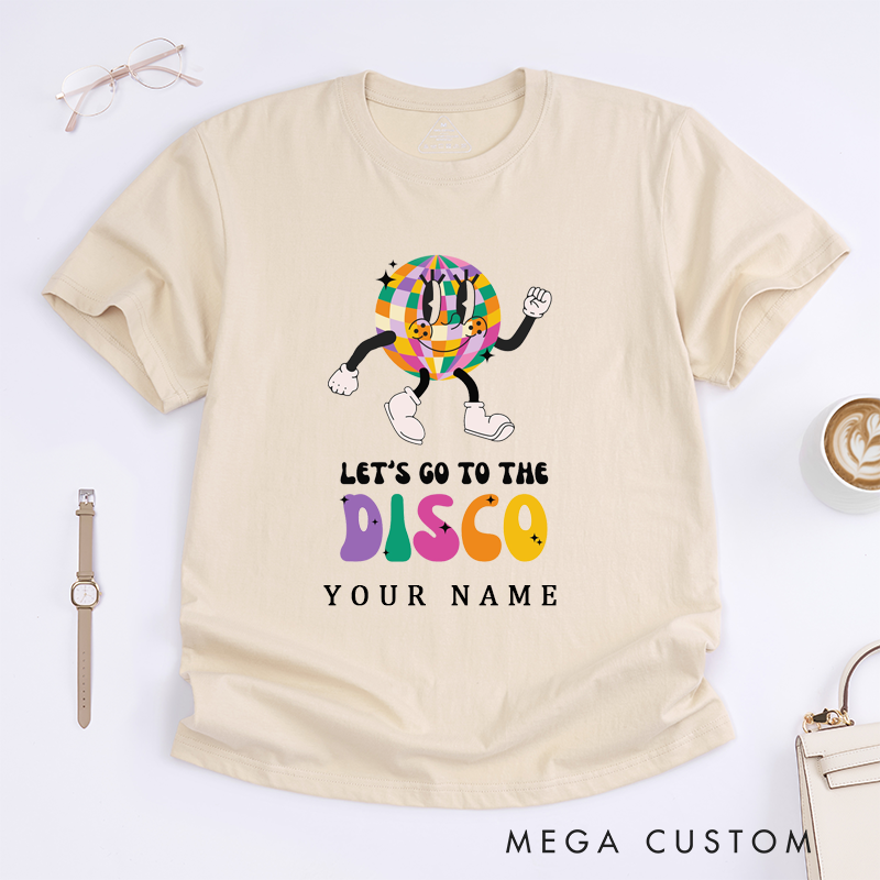 Personalized Disco Dance T-Shirt Custom Name Unisex Colorful Retro Party Dance Tee Fun Gift for Dance Lovers Friends Birthday
