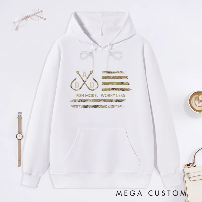 Personalized Camouflage Flag Fishing Dad Classic Hoodie for Outdoor Fishing Enthusiasts