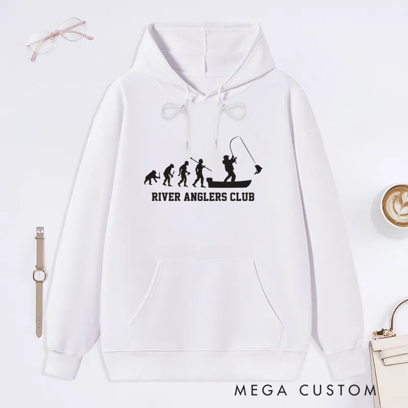 Personalized Evolution Fishing Classic Hoodie Perfect Gift for Fishing Enthusiasts and Club Members