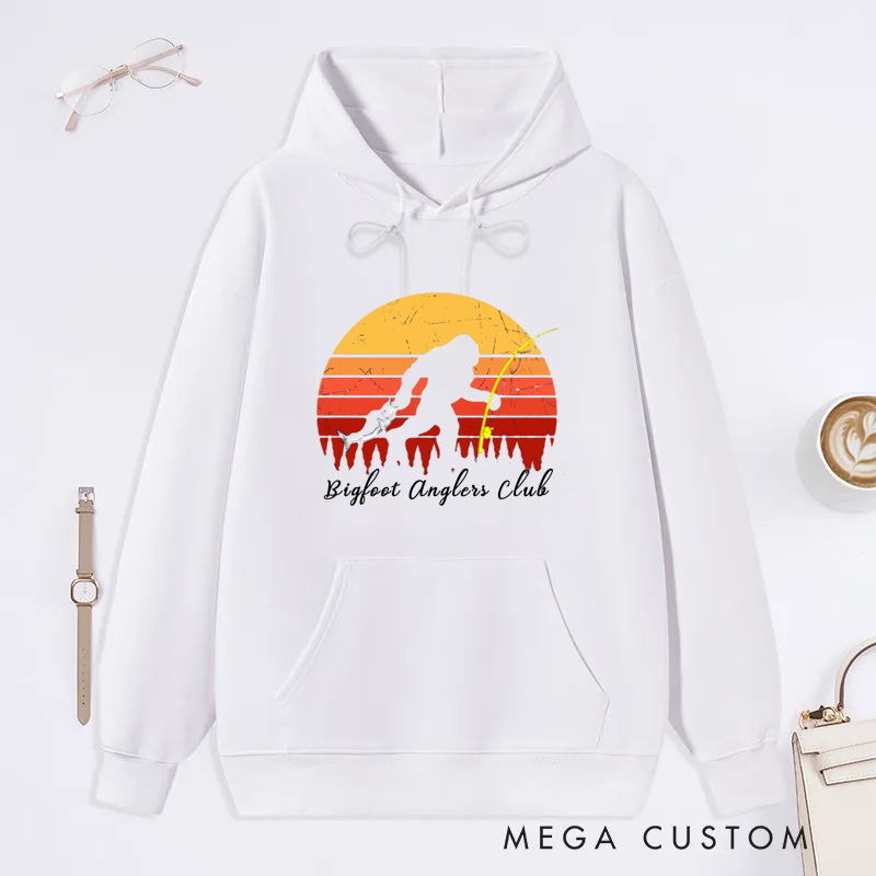 Personalized Retro Sunset Fishing Classic Hoodie Gift  for Fishing Enthusiasts