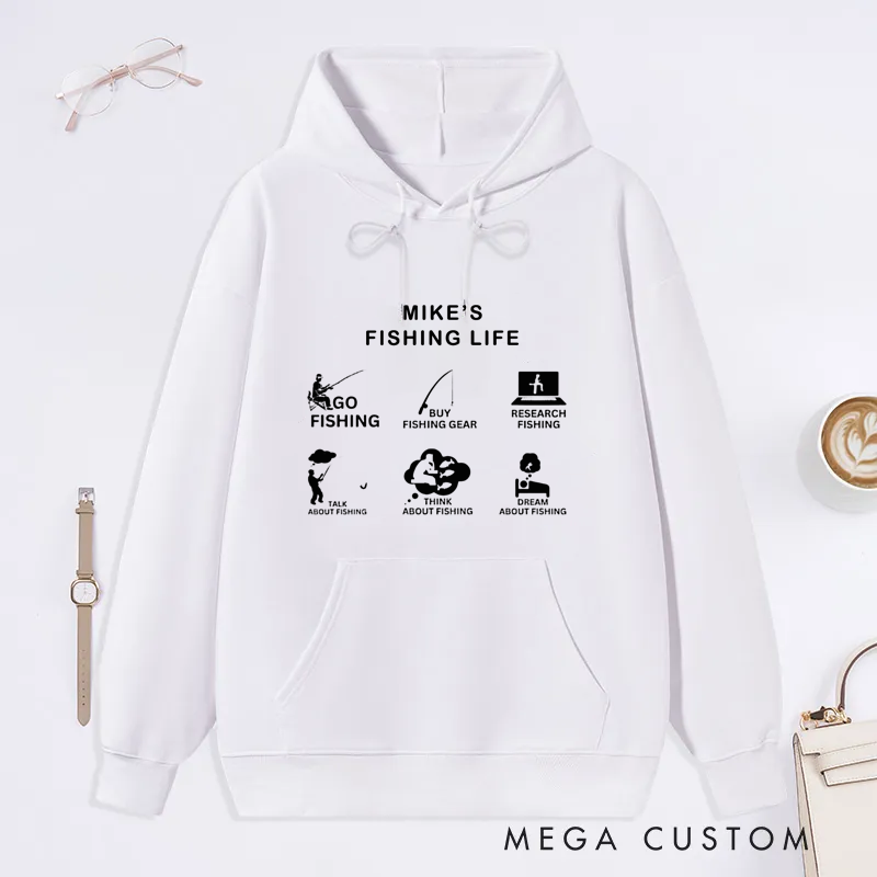 Personalized Funny Fishing Life Classic Hoodie Gift for Fishing Lovers Anglers Outdoor Enthusiasts and Fishermen