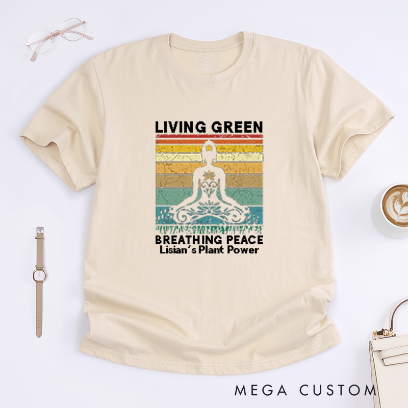 Personalized Powered By Plants Yoga T-Shirt Excitation T-Shirt Positive Yoga Lover T-Shirt Yoga Gift for Her