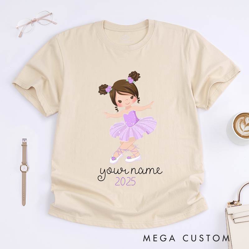 Personalized Girl Ballet T-Shirt Custom Name Gift for Girls Dance Lovers Unique Women Tee Customized Present