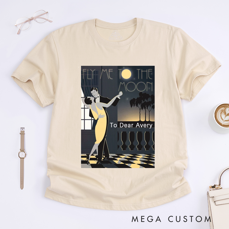 Personalized Dance Waltz T-Shirt Custom Name Romantic Night Scene Gift Unique Anniversary Present for Him or Her To Dear Avery Birthday Outfit