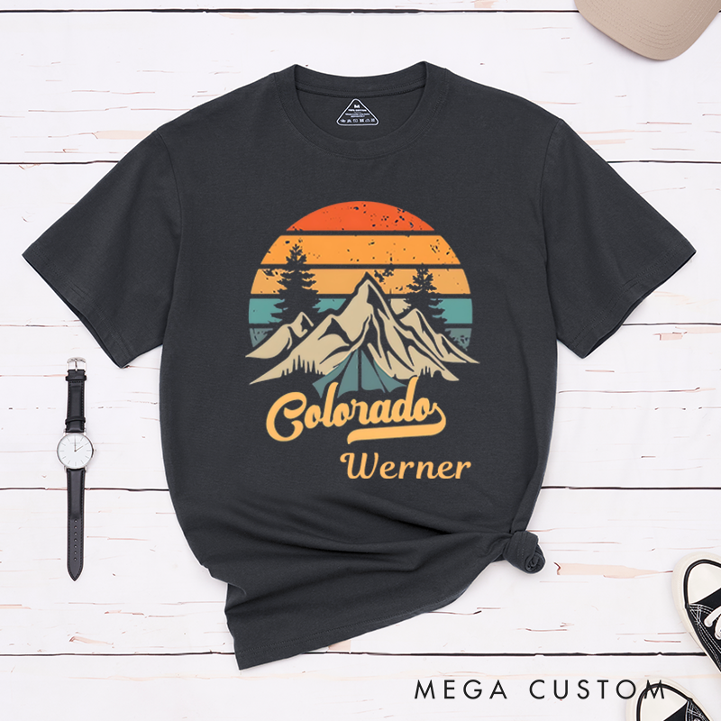 Personalized Rocky Mountain Tetons T-Shirt Camping Hiking Outdoors Shirt Gift for Adventurous Lover