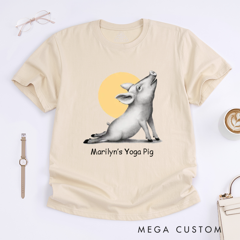 Personalized Vintage Style Animal Yoga Classic T-Shirt Meditation Series The Upper Facing Pig  Kindness And Respect for All T-Shirt