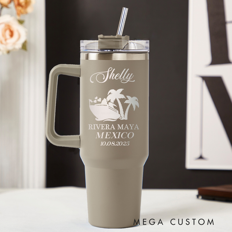 Personalized Rivera Maya Mexico Tumbler Engraved Stainless Steel Tumbler Traveling Lover Gift for Vacation