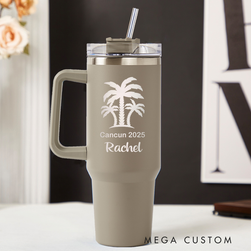 Personalized Beach Tumbler Traveling Lover Tumbler Family Trip Gifts Laser Engraved Tumbler Engraved Tumblers with Name  and Location Gift for Vacation