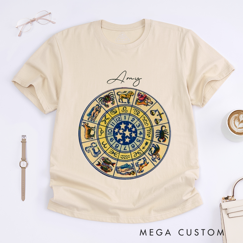 Personalized Magic Mirror T-Shirt Custom Name Astrology Horoscope Unisex Gift for Astrology Lover Magic Lover Birthday Present for Friends Family