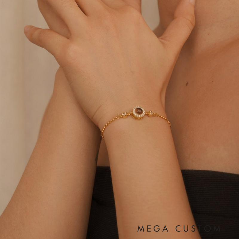 Personalized Photo Projection Bracelet Photo Memorial Bracelet for Loss of Loved One Sympathy Gift Picture Inside Bracelet Remembrance Gift