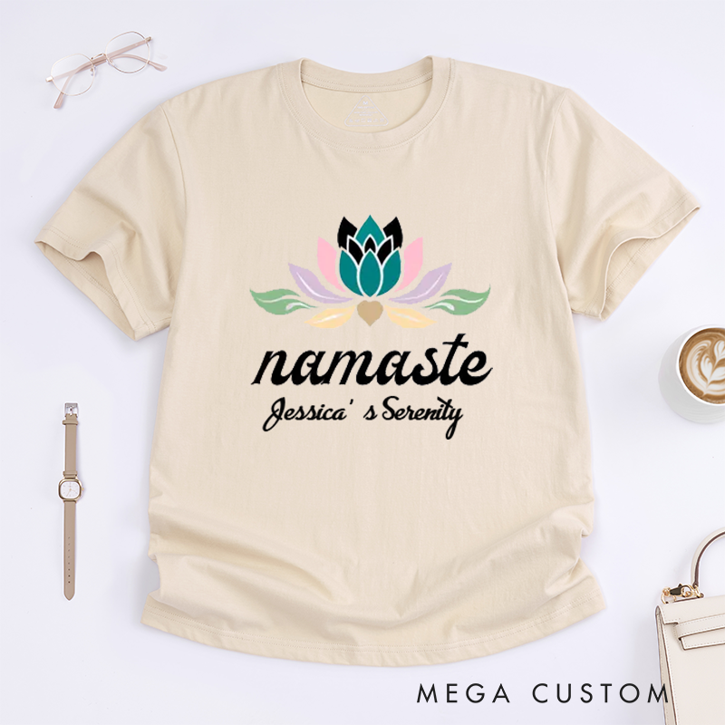 Personalized Lotus Flower Yoga T-Shirt Spiritual Gift for Yoga Lovers Gift for Her Gift for Girlfriend Boho T-shirt Gift Idea