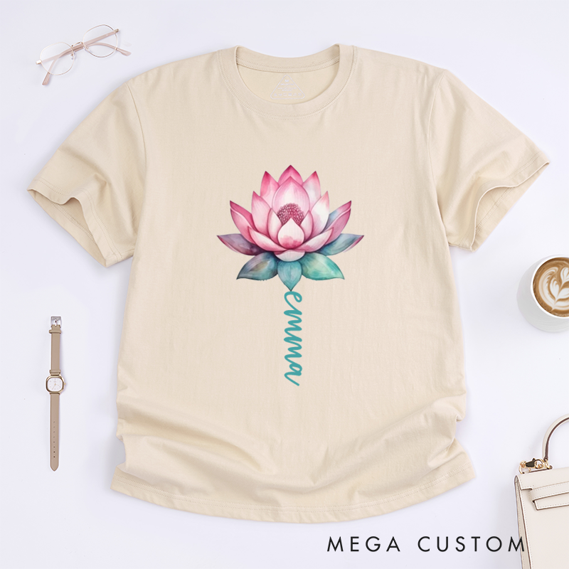 Personalized Watercolor Lotus Flower T-Shirt Namaste T-Shirt Yoga T-Shirt Cute T-Shirt Hippie T-Shirt Meditation T-Shirt