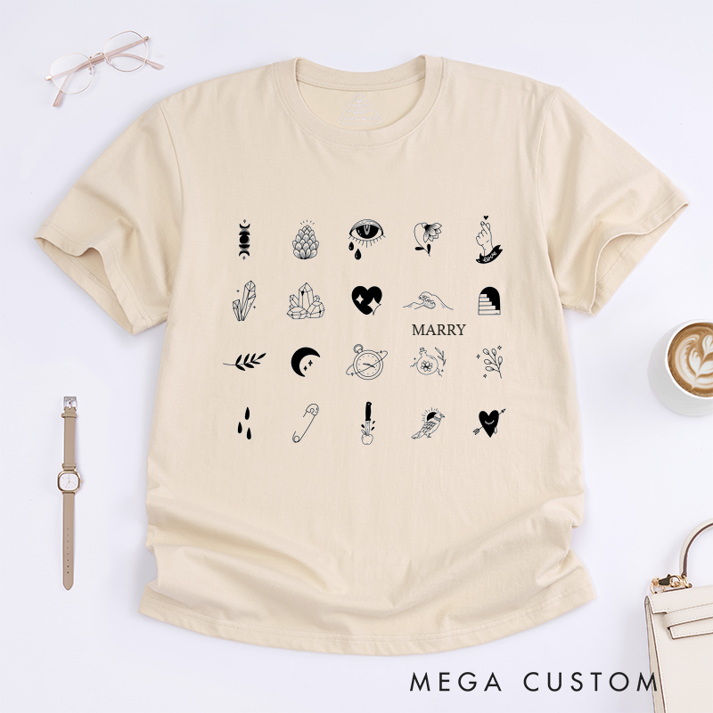 Personalized Abstract Magic Art T-Shirt Custom Name Unique Pattern Casual Gift for Men Women Family Present