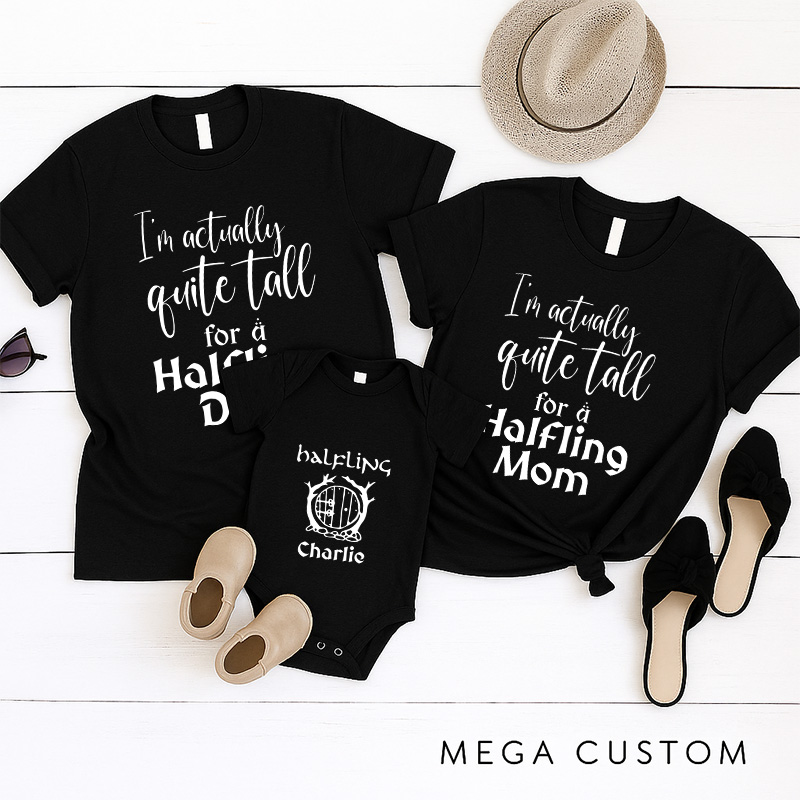 Personalized Halfling Movie Family T-Shirts Funny Family Matching Tshirt for Movie Lovers 90s Movie New Dad Gift