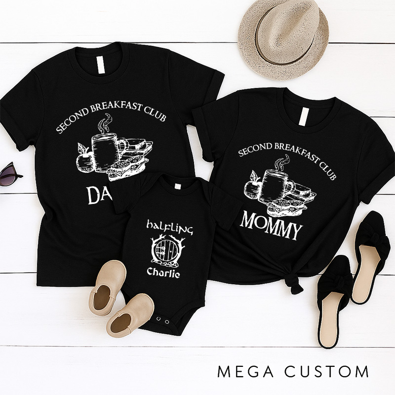 Personalized What About Second Breakfast Movie Family T-Shirts Funny Family Matching Tshirt for Movie Lovers 90s Movie New Dad Gift