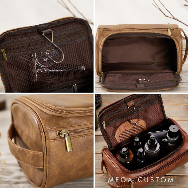 Personalized Travel Toiletry Bag Leather Toiletry Bag for Traveling Lovers Cool Travel Gift for Him Globe design Bag