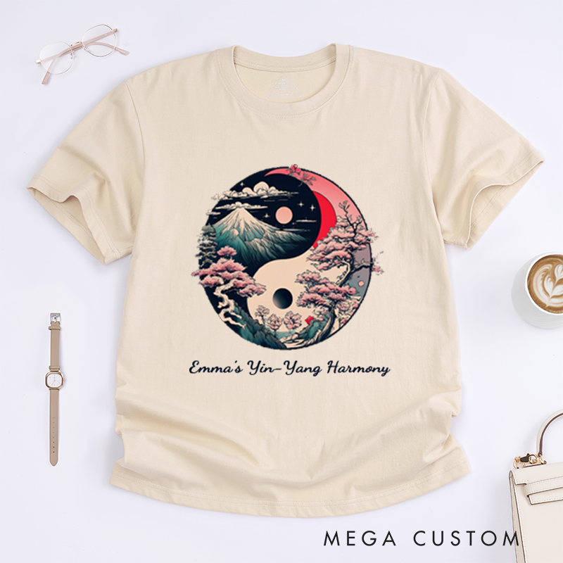 Personalized Yin Yang Meditation Yoga T-Shirt Spiritual Buddhism T-shirt Yoga Tee Self Care and Wellness T-Shirt