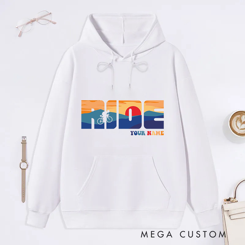 Personalized Ride Classic Hoodies with Cycling and Adventure Design for Outdoor Adventures Riding Cycling Biking Enthusiasts