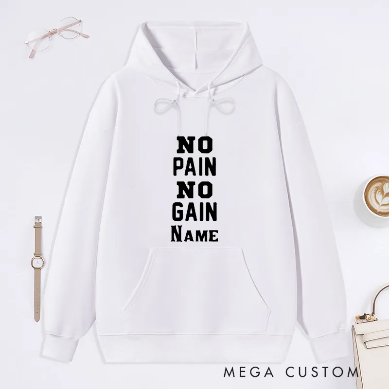 Personalized Fitness Classic Hoodies with No Pain No Gain' for Fitness Enthusiasts Bodybuilders and Gym Lovers