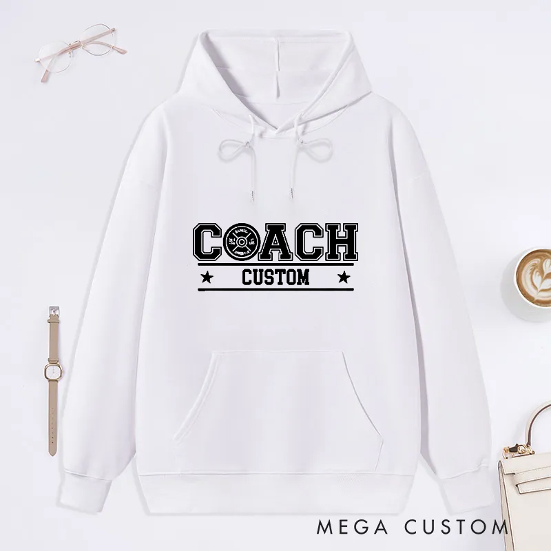 Personalized Coach Classic Hoodies with Design Bold Text and Stars for Fitness Enthusiasts Bodybuilders and Gym Lovers