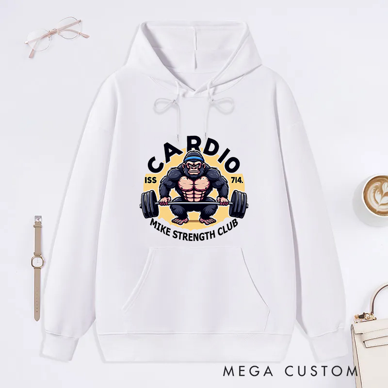 Personalized Gym Classic Hoodies with Cardio Gorilla'Design for Fitness Enthusiasts Bodybuilders and Gym Lovers