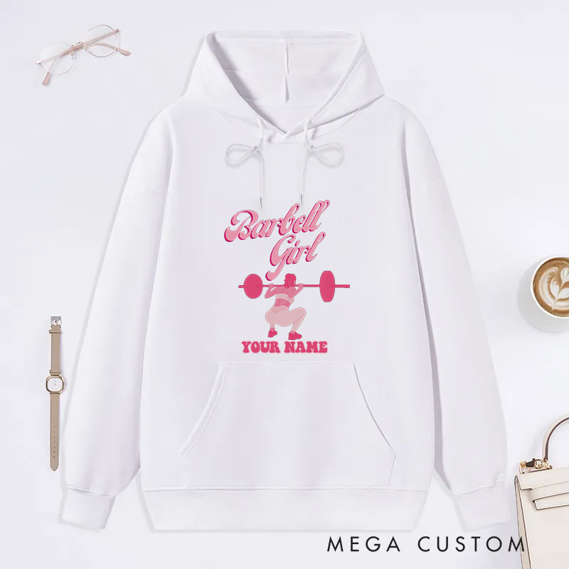 Personalized Gym Classic Hoodies with Pink Barbell Graphic for Fitness Enthusiasts Bodybuilders and Gym Lovers