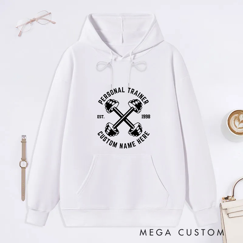 Personalized Gym Classic Hoodies with Dumbbell Design for Fitness Enthusiasts Bodybuilders and Gym Lovers