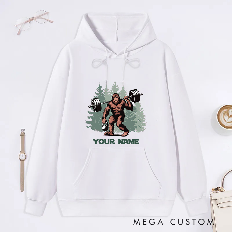 Personalized Fitness Classic Hoodies with Bigfoot Weightlifting Design for Fitness Enthusiasts Bodybuilders and Gym Lovers
