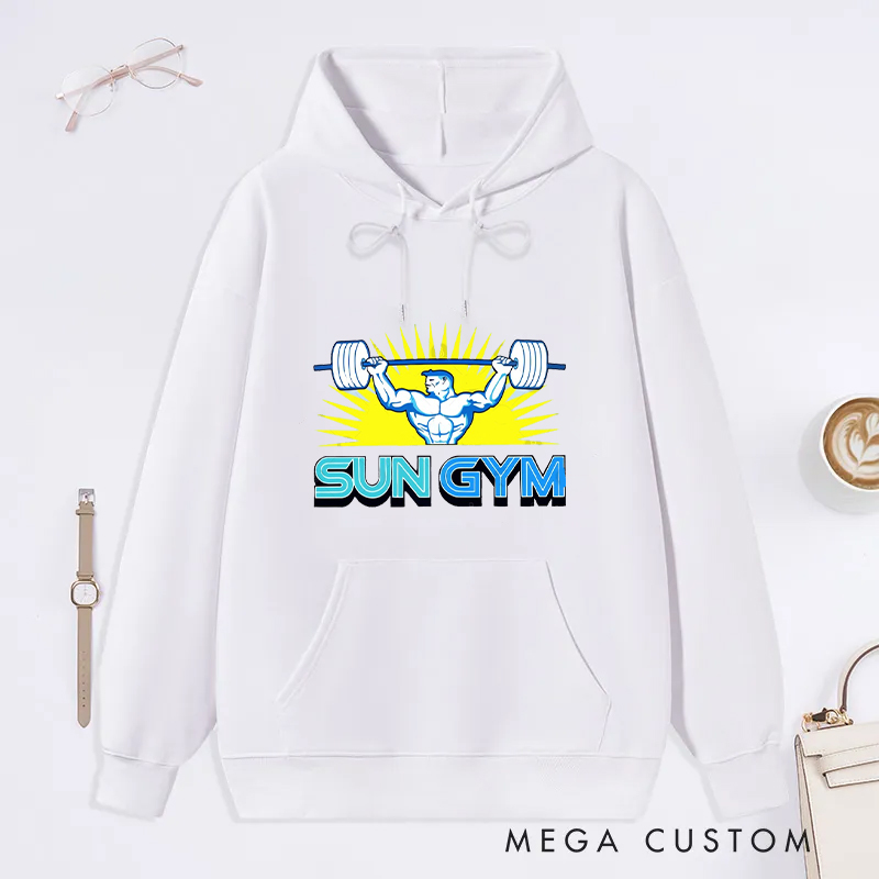 Personalized Fitness Classic Hoodies with Bodybuilder and Sunshine Logo for Fitness Enthusiasts Bodybuilders and Gym Lovers
