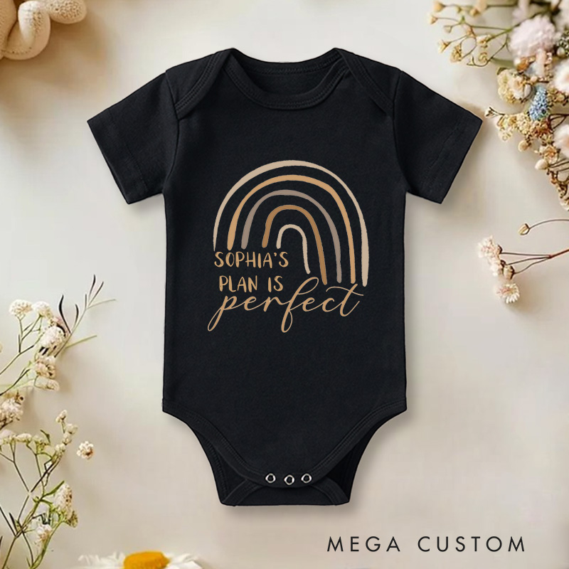 Personalized Her Plan Is Perfect Minimalist Rainbow Faith Inspired Baby Onesie  