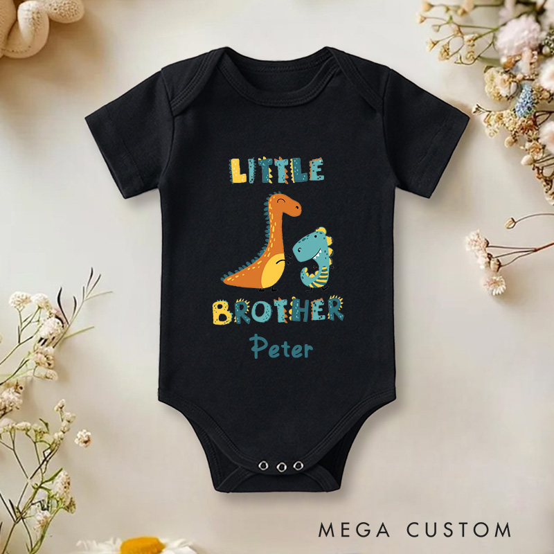 Personalized Brother Dinosaur Themed Design for Adorable Sibling Love Baby Onesie