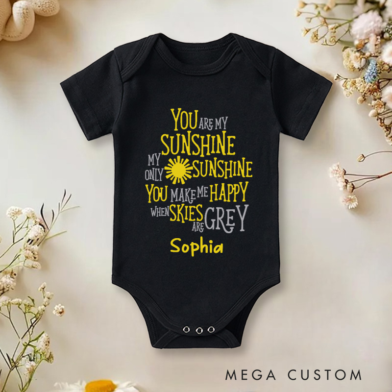 Personalized You Are My Sunshine Sweet and Cheerful Sunshine Inspired Baby Onesie