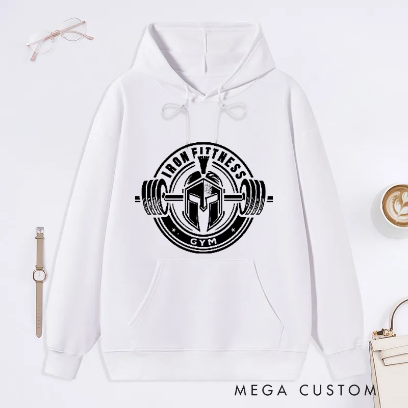 Personalized Gym Classic Hoodies with Warrior and Barbell Graphic for Fitness Enthusiasts Bodybuilders and Gym Lovers