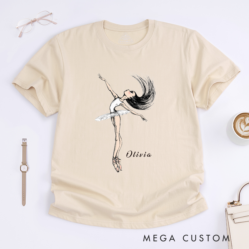 Personalized Ballet Dancer Classic T-Shirts Custom Name Unique Gift for Girls Women Ballet Lovers Perfect Present