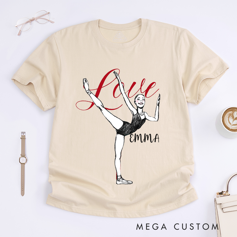 Personalized Love Dance Classic T-Shirts Custom Name Ballet Dancer Gift Perfect for Dance Lovers and Ballet Enthusiasts