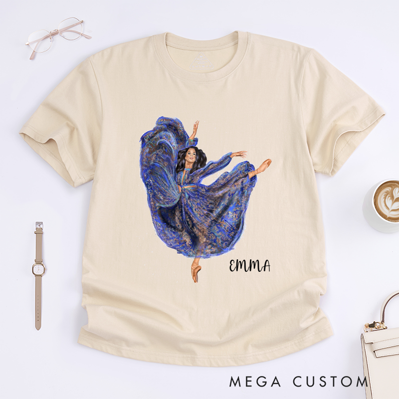 Personalized Ballet Dancer Classic T-Shirts Custom Name Elegant Artistic Dance Gift for Women Girls Unique Artistic Print Present for Dance Lovers