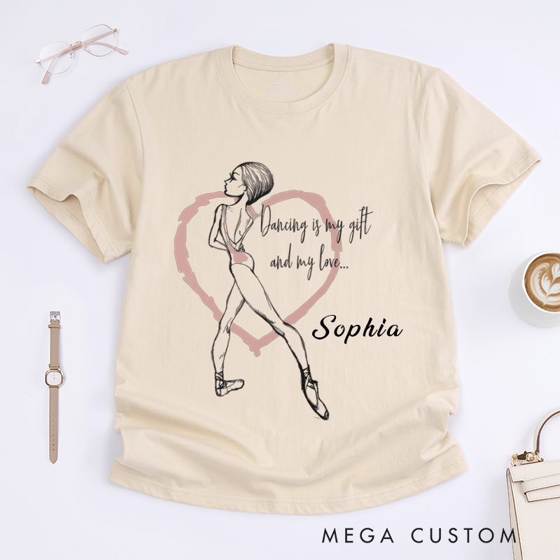 Personalized Ballet Dancer Classic T-Shirts Dance Lover Gift Custom Name Ballet Tee for Artistic Ballerina Present