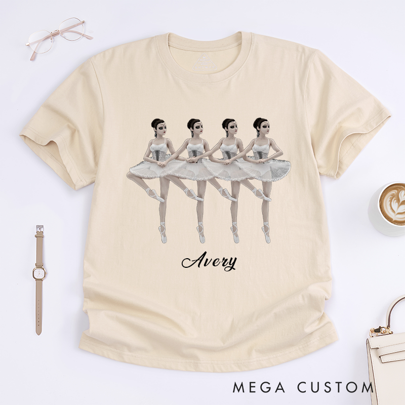 Personalized Ballet Dancer Classic T-Shirts Unique Ballerina Design Custom Name Ballet Lover Gift for Dance Enthusiasts Women and Girls