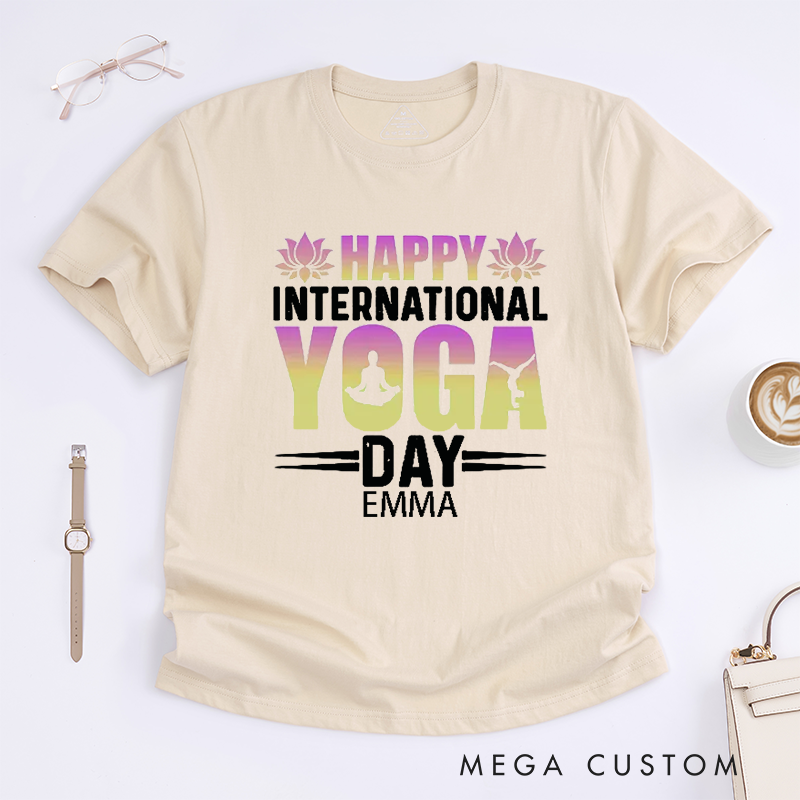Personalized Happy International Yoga Day T-Shirt Lotus T-Shirt Yoga Lover T-Shirt Mandala T-Shirt Meditating Gift
