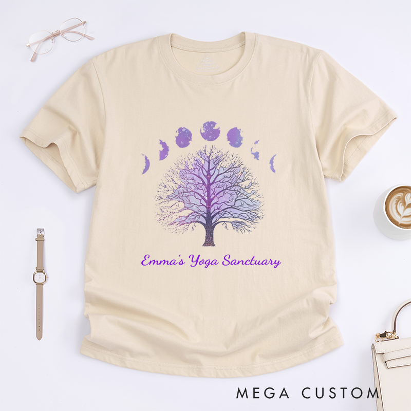 Personalized Tree of Life Yoga T-Shirt Moon Phases T-Shirt Yoga Gift Meditation T-Shirt Yoga T-shirt Yoga Instructor Gift for Yoga Lover
