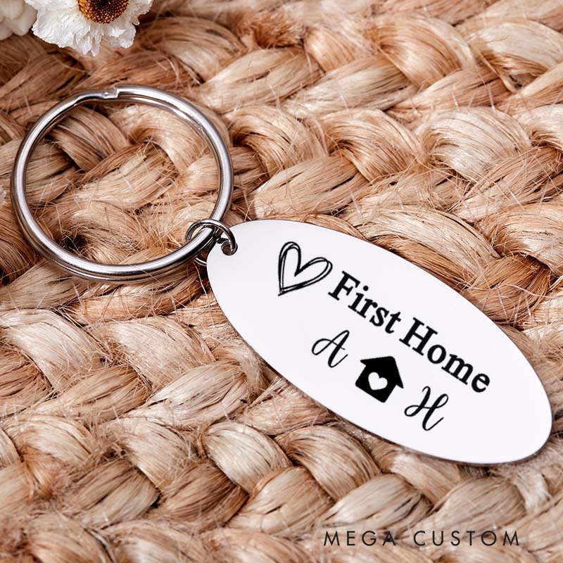 Personalized New Home First Home Keychain Custom Gift Matching Couple Keyrings for New Home Gift Housewarming Gift Just Married Valentines Gift